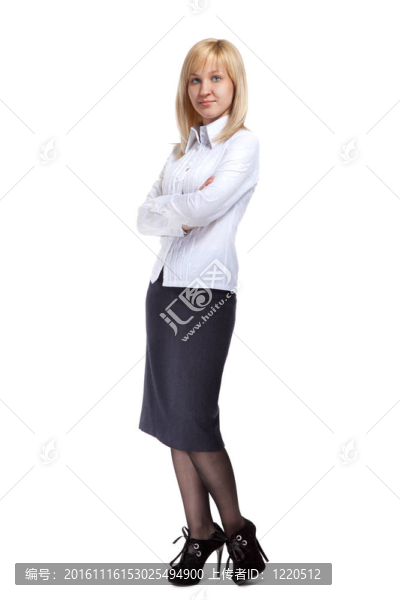 年輕漂亮的女商人，孤立在白色