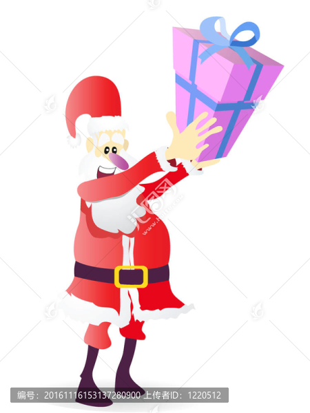 Santa拿著圣誕禮物