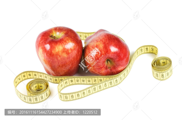 紅蘋果與白色背景隔離帶