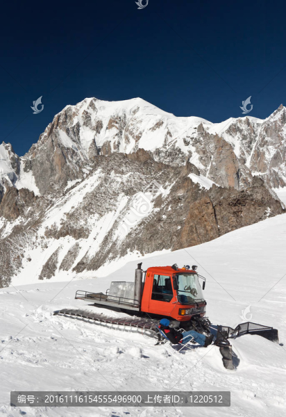 雪地履帶車和Mont,Blanc