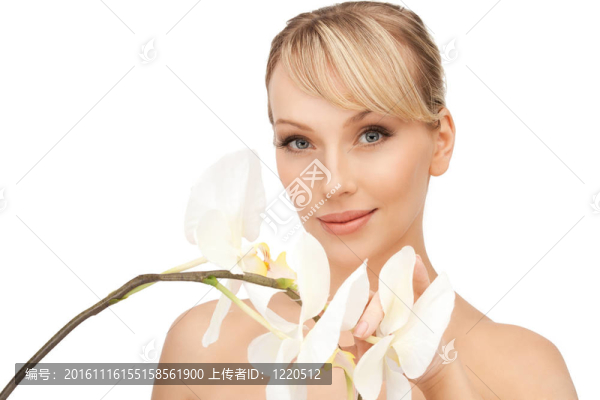 美麗的女人與蘭花