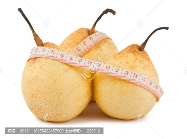 成熟梨和測(cè)量帶