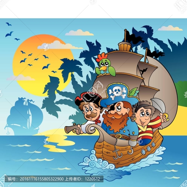 三海盜船在島附近