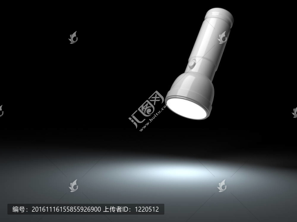 白色手電筒照明在黑色表面