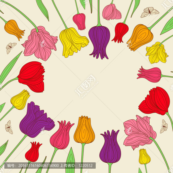 多彩郁金香的花旗