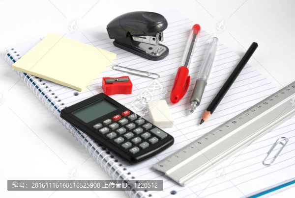 記事本計算器尺子鋼筆鉛筆訂書機