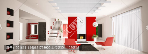 現(xiàn)代公寓室內(nèi)全景全景渲染
