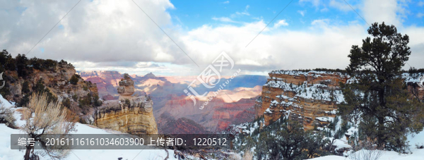冬季大峽谷全景圖與雪