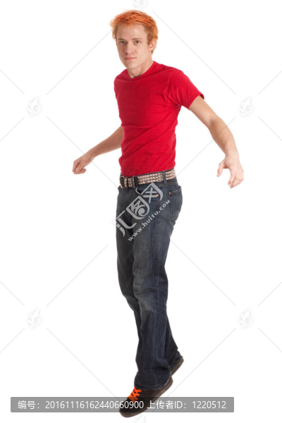 穿紅襯衫的年輕人