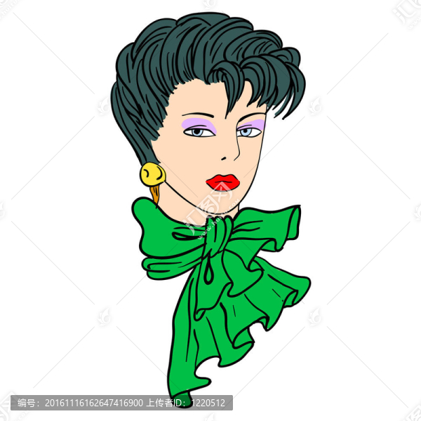 手繪時(shí)裝模特。插畫。女人的臉