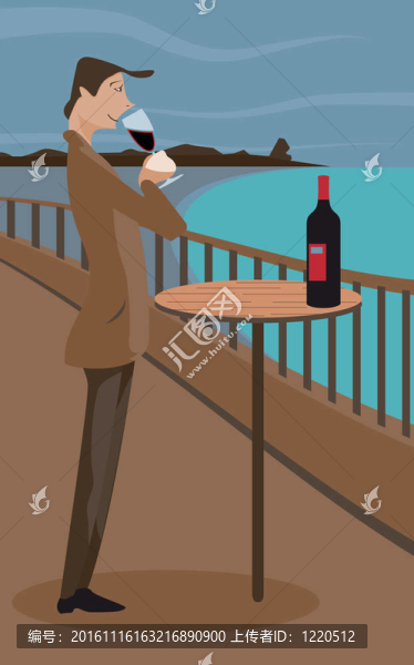 男人喝著酒