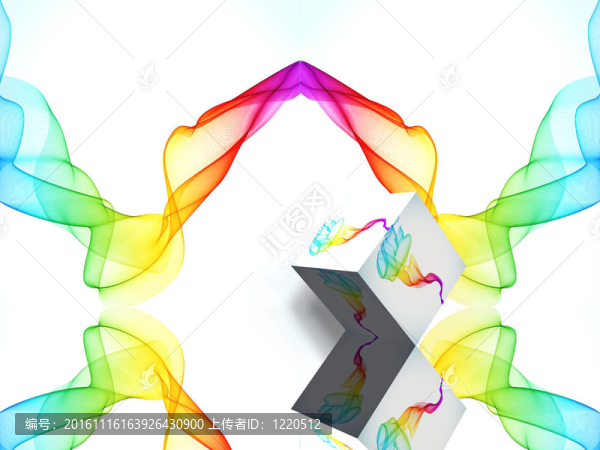 具有彩色色帶的白色開(kāi)口盒