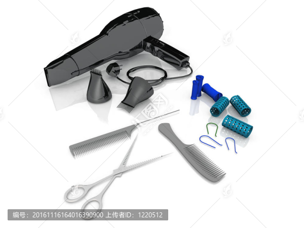 白色背景上的毛發(fā)工具