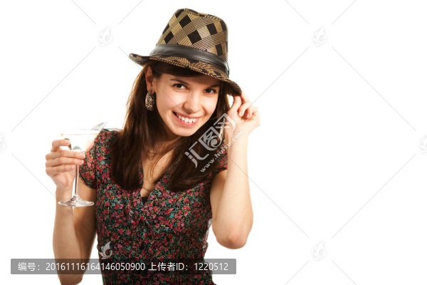 和martini,glass的開(kāi)朗的年輕女士