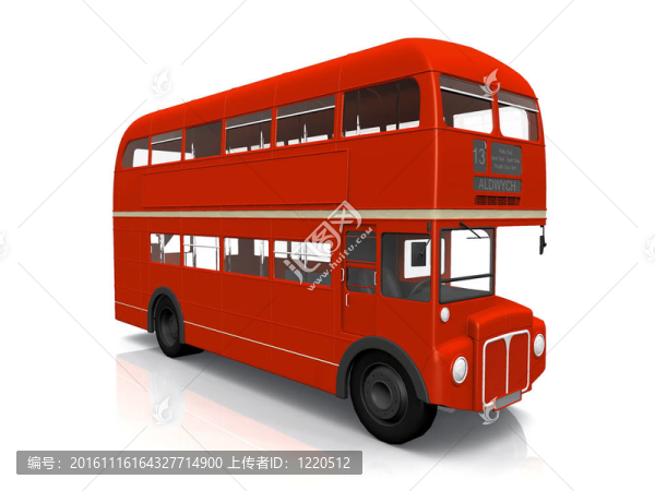 紅色的公共汽車在白色背景的英語