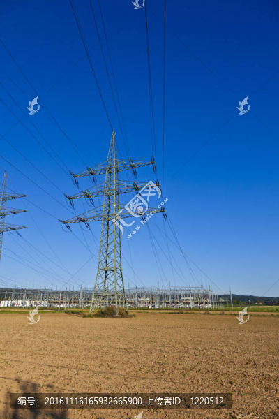 電廠在美麗多彩的草地