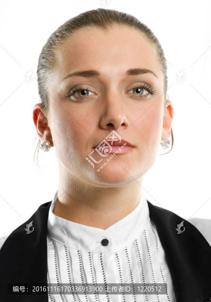 年輕的女商人看相機(jī)