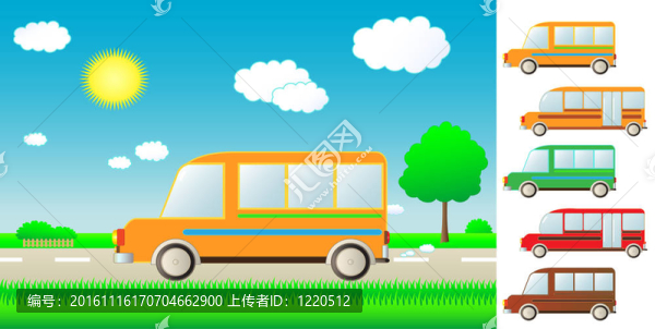 在道路上設(shè)置卡通巴士