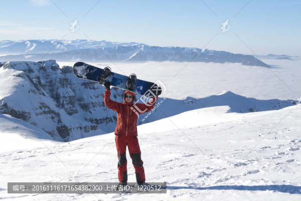 與單板滑雪人快樂