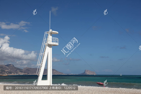 西班牙在阿爾法轎車del,PI海灘救生塔