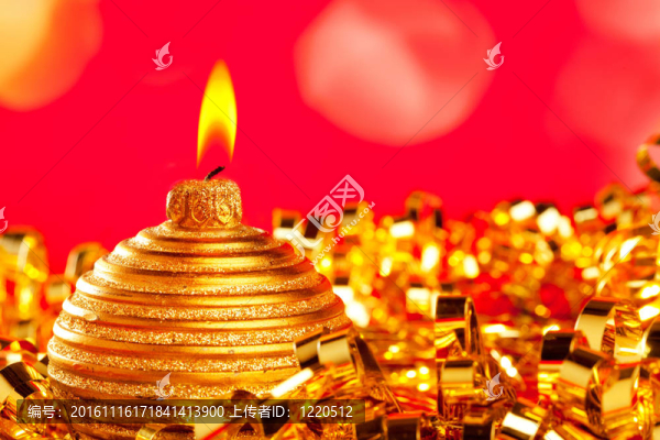黃金飾品蠟燭裝飾圣誕卡