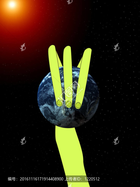 外星人的手臂抓住世界