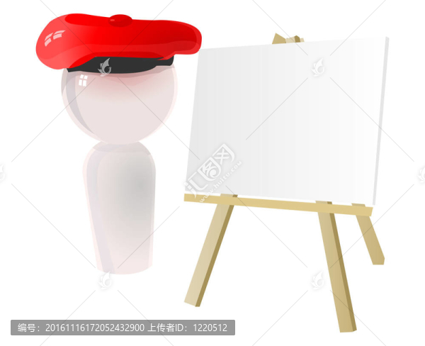 藝術(shù)家的圖標(biāo)與貝雷帽和帆布
