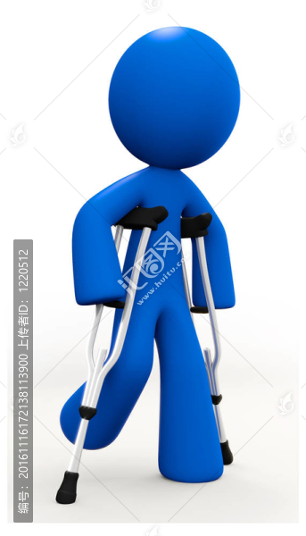 3D男子受傷；用拐杖
