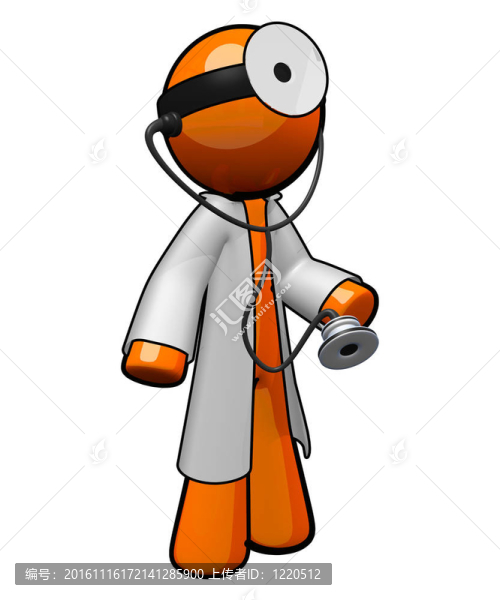 labcoat,stethescope；鏡子。3D橙色男子準(zhǔn)備照顧喲