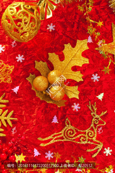 圣誕卡背景金色和紅色
