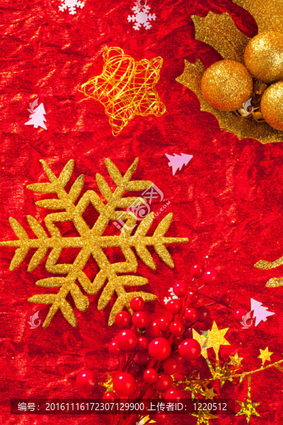 圣誕卡雪花金色和紅色