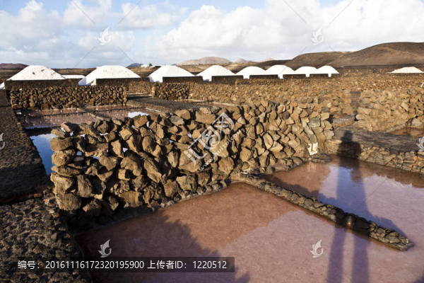 鹽鹽從janubio；蘭薩羅特島煉油廠；