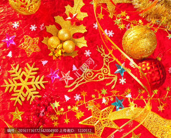 圣誕卡背景金色和紅色