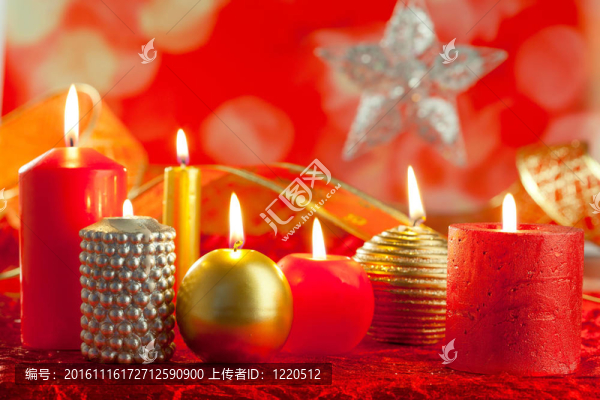 圣誕賀卡蠟燭紅色和金色連續(xù)