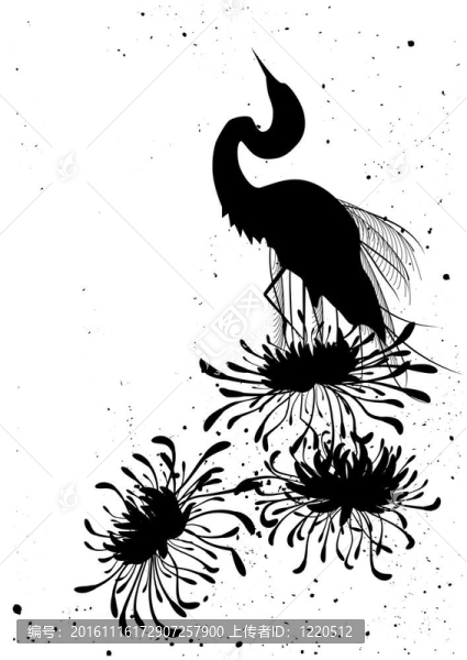 菊花和蒼鷺