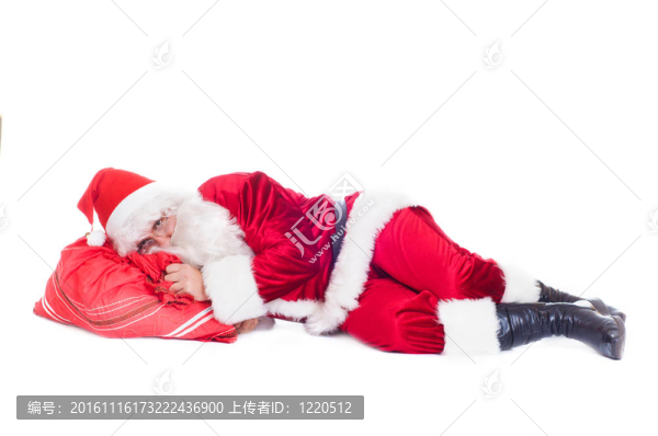 Santa在包上休息的禮物。