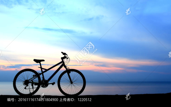 海灘上的自行車剪影