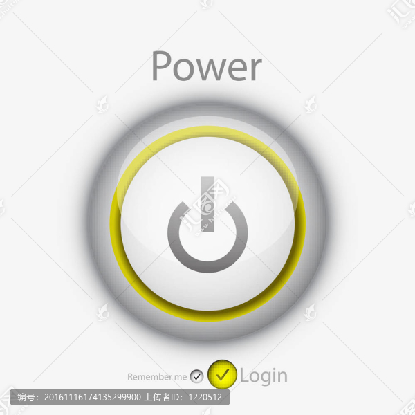 帶電源按鈕的向量登錄頁面