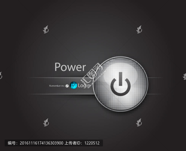 帶電源按鈕的向量登錄頁(yè)面