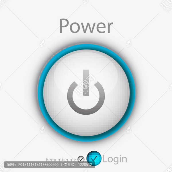 帶電源按鈕的向量登錄頁面