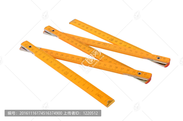 木制厘米尺；白色背景隔離