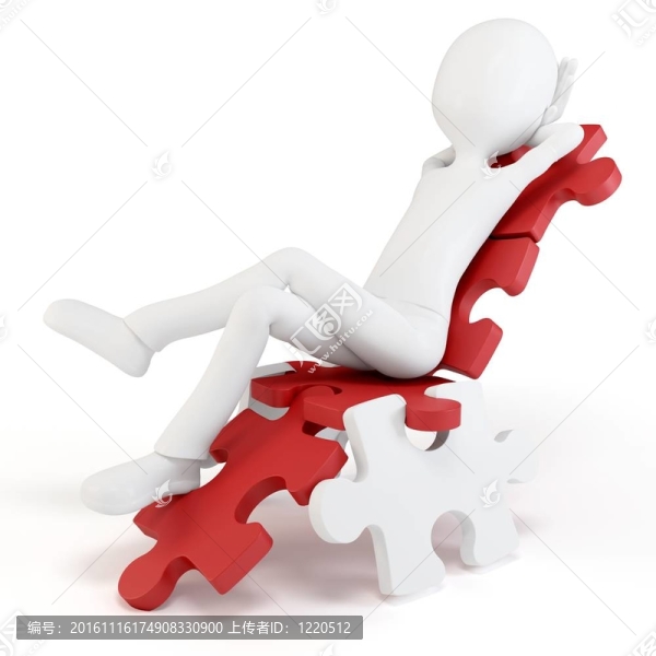 3D男子放松在一個(gè)謎椅