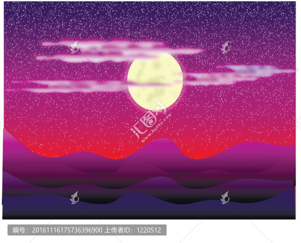 夜晚的沙漠里的綠洲