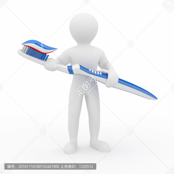 帶牙刷的男人。3d