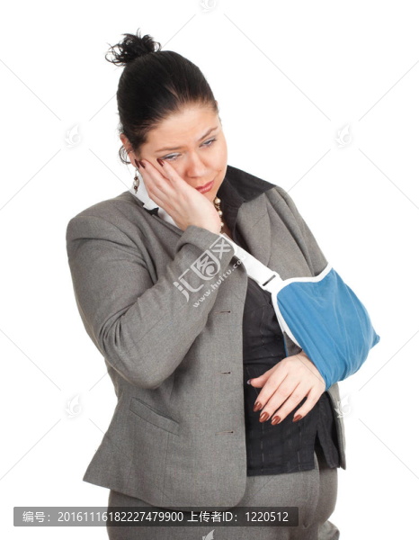 在灰色西裝斷手胖商人；系列
