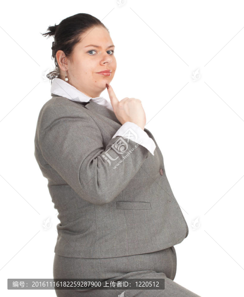 微笑的超重；穿灰色衣服的胖商人；系列