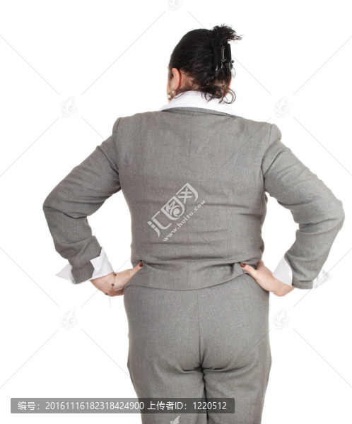 站在后面，超重；穿灰色衣服的胖商人；系列