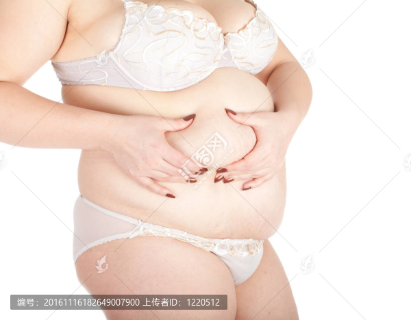 超重；內(nèi)衣內(nèi)肥胖女子身體；腹部