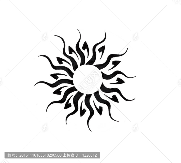 紋身藝術；黑人部落素描；太陽