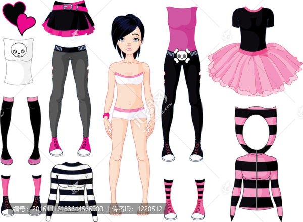 穿衣服的女孩。EMO風格